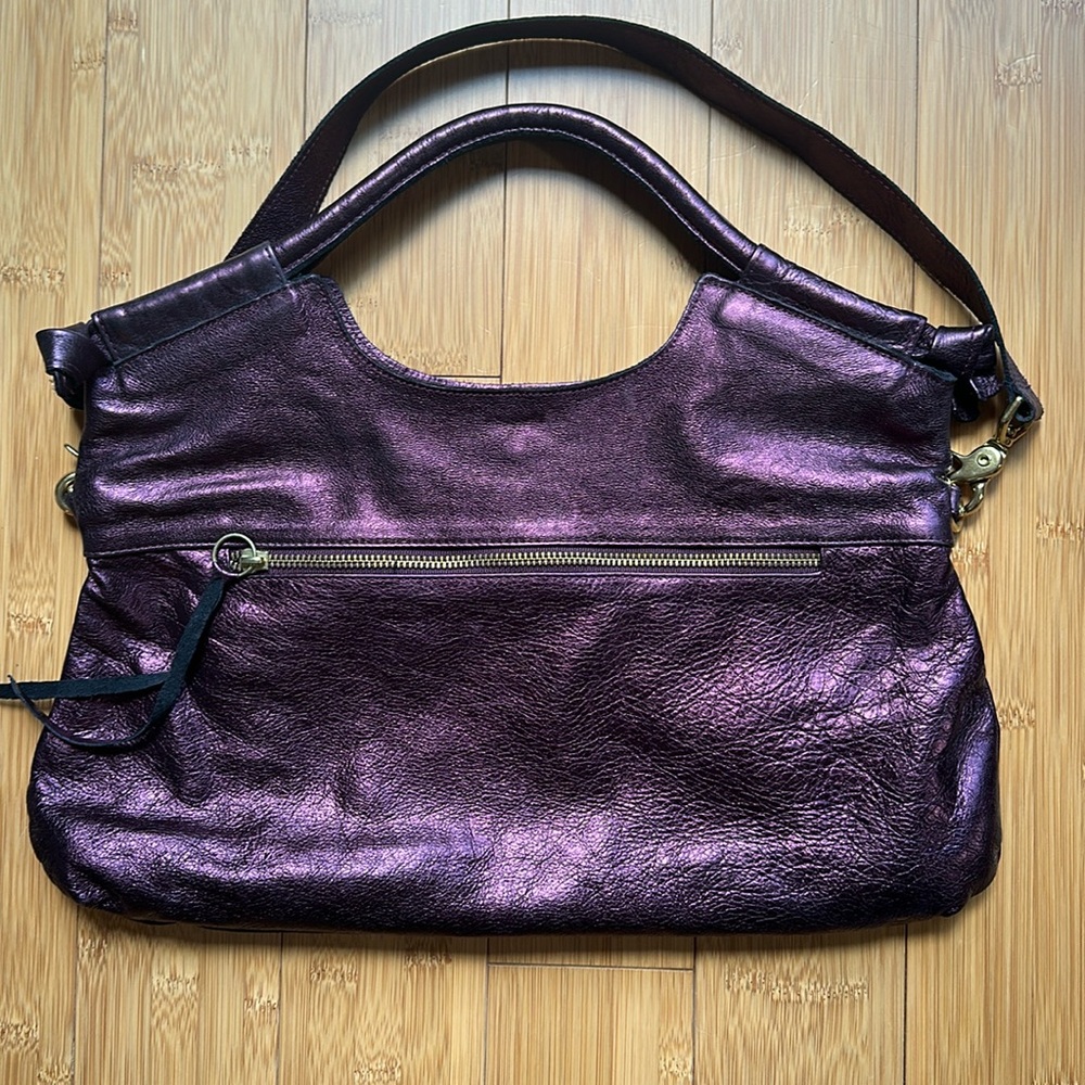NEW Foley + Corinna Gold Bag metallic leather eggplant Y2K purple vintage